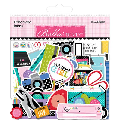 Ephemera Icons die-cut cardstock pieces are part of the Let's Scrapbook Collection from Bella Blvd. Perfect for cards, scrapbook pages, tags, journals, planners, and other paper crafting projects. 
