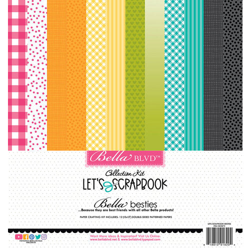 This pack of twelve 12" x 12" double-sided papers, the Let's Scrapbook Bestie-prints assortment, is Versatile for card making and crafts—Bella Blvd.