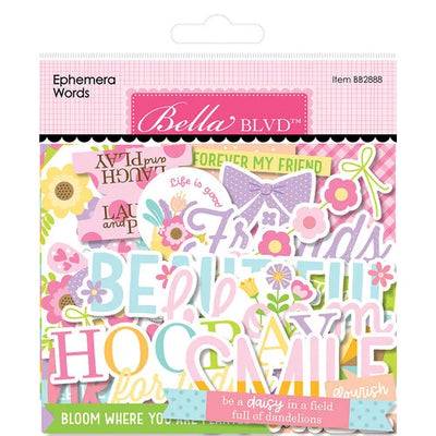 Ephemera Words die-cut cardstock pieces are part of the Just Because Collection from Bella Blvd. Perfect for cards, scrapbook pages, tags, journals, planners, and other paper crafting projects. 