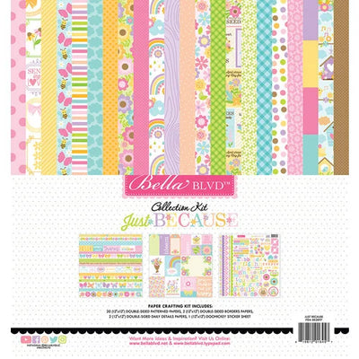 This pack of 24 12" x 12" double-sided papers and one sticker sheet from the Just Because Collection is Versatile for card making and crafts—Bella Blvd.