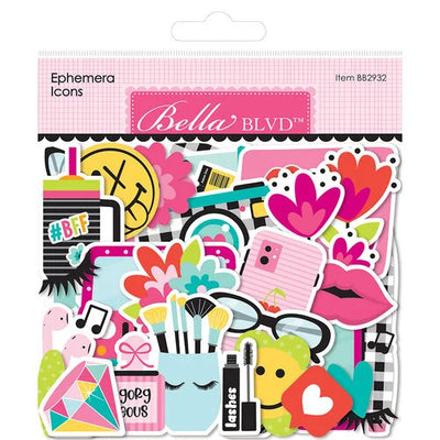 Ephemera Icons die-cut cardstock pieces are part of the Teen Vibe Caitlyn Collection from Bella Blvd. Perfect for cards, scrapbook pages, tags, journals, planners, and other paper crafting projects. 