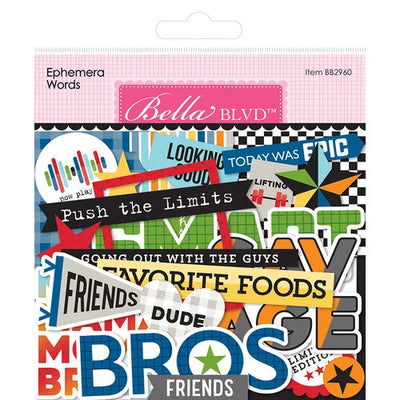 Ephemera Words die-cut cardstock pieces are part of the Teen Vibe Carson Collection from Bella Blvd. Perfect for cards, scrapbook pages, tags, journals, planners, and other paper crafting projects. 
