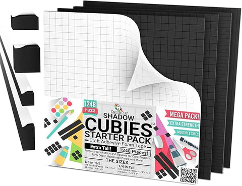 
  
	
    
	
    CUBIES SHADOW COLLECTION by Bearly Art - 1248 Piece Black Dimensional Foam Adhesive