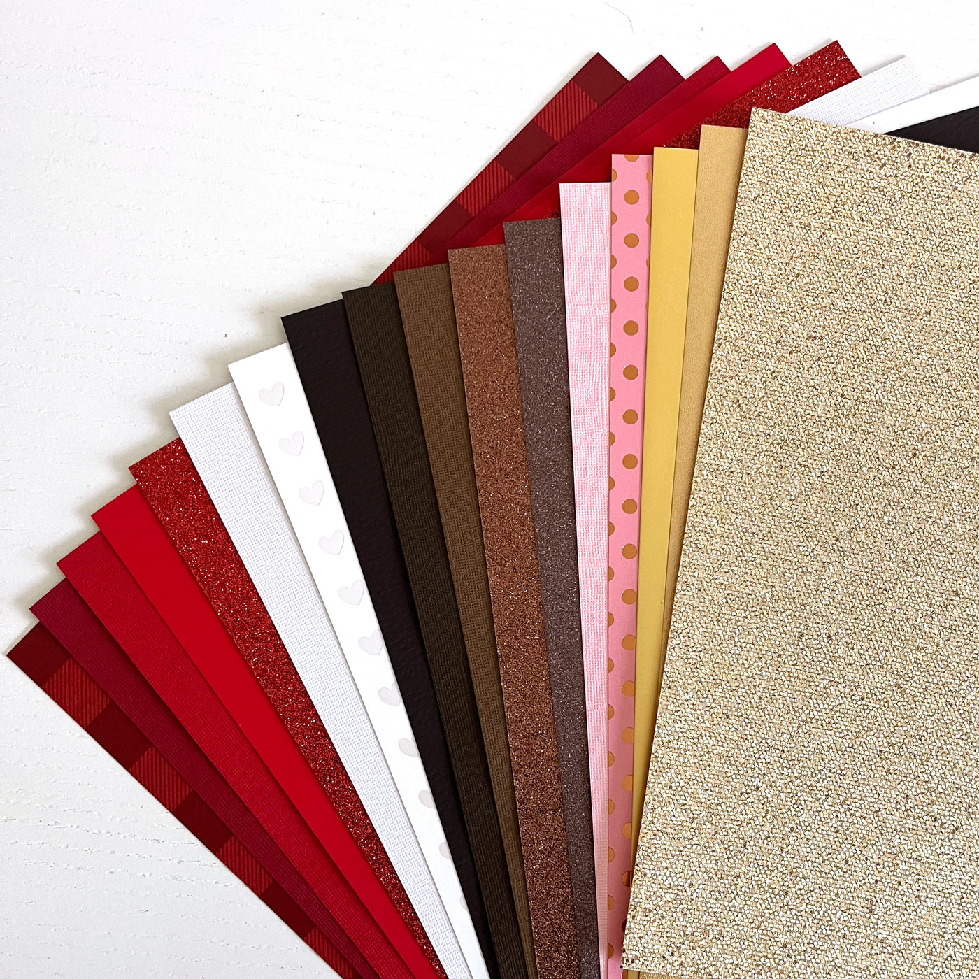 Valentine themed cardstock variety pack featuring red, pink and brown cardstock