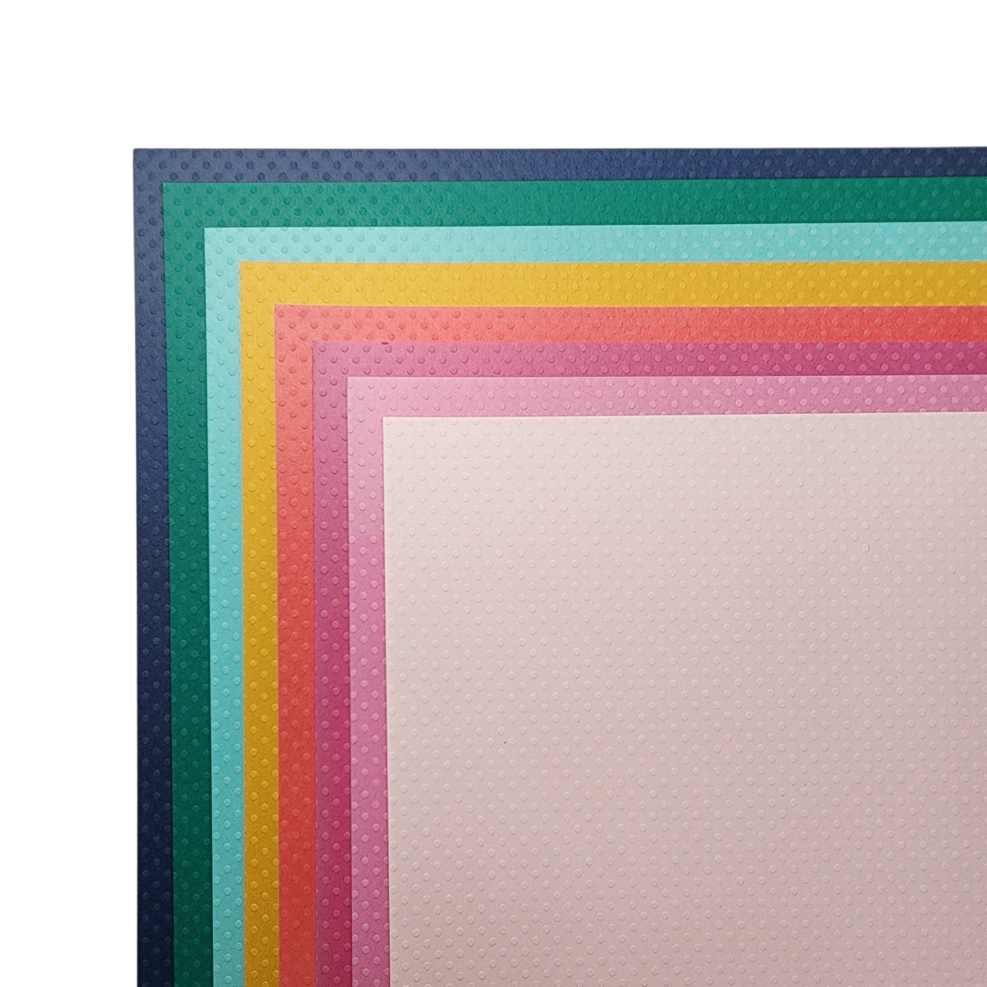 The assortment pack includes two each of eight bright, candy-colored shoppe shades of the Bazzill Dotted Swiss embossed dot collection. 12x12 cardstock is archival-safe.