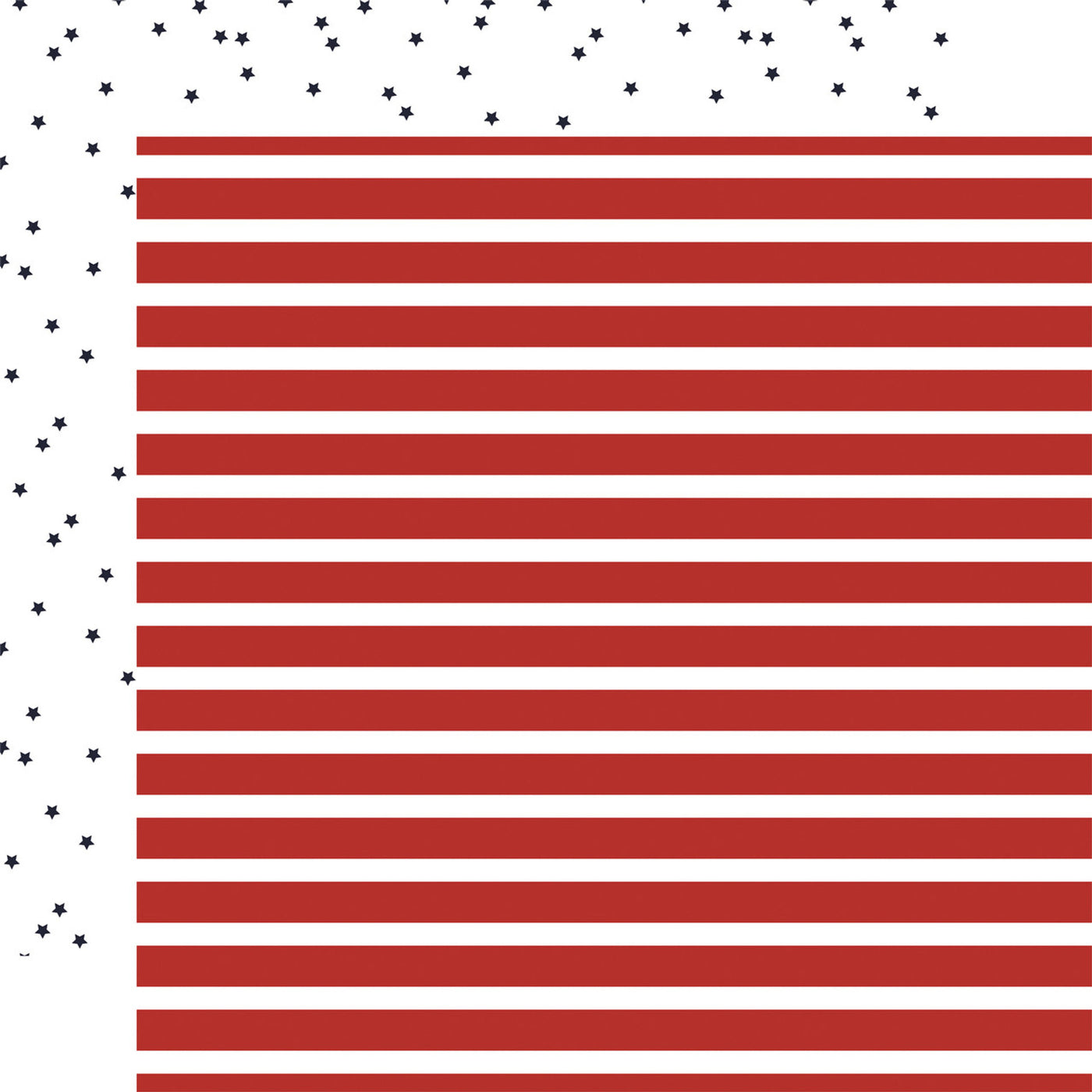 Double-sided paper with red stripes and blue stars on a white background reverse.