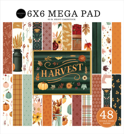 6x6 Mega Pad with 'Harvest' theme and various patterns on a white background