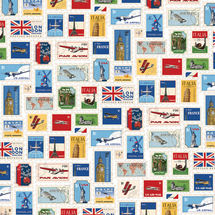 WORLD STAMPS - 12x12 Double-Sided Patterned Paper - Carta Bella