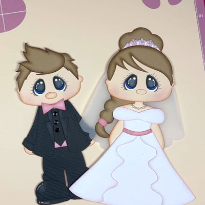Paper Die Cut Wedding Couple using Peach Creme cardstock