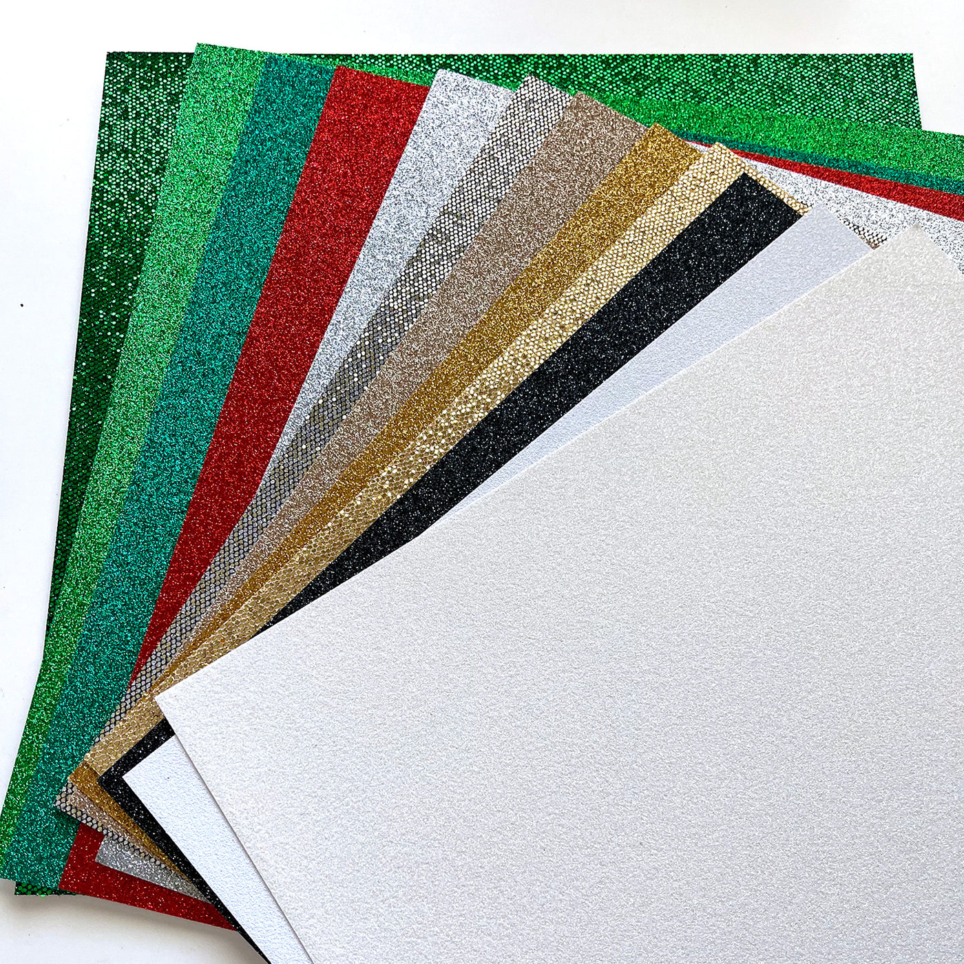 CHRISTMAS GLITTER CARDSTOCK VARIETY PACK - 12 Sheets - Encore