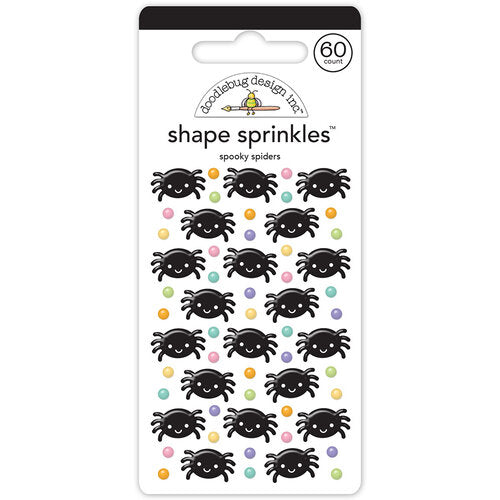 Colorful, self-adhesive, spiders and colored dots. A fun embellishment for craft projects. Halloween colors by Doodlebug Design.
