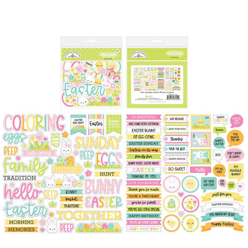 Chit Chat die-cut cardstock pieces are part of the Bunny Hop Collection from Doodlebug. Perfect for cards, scrapbook pages, tags, journals, planners, and other paper crafting projects. 