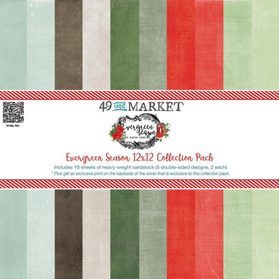 This pack of 10 12" x 12" double-sided papers from the Evergreen Season Collection is versatile for card making and crafts—49 and Market.