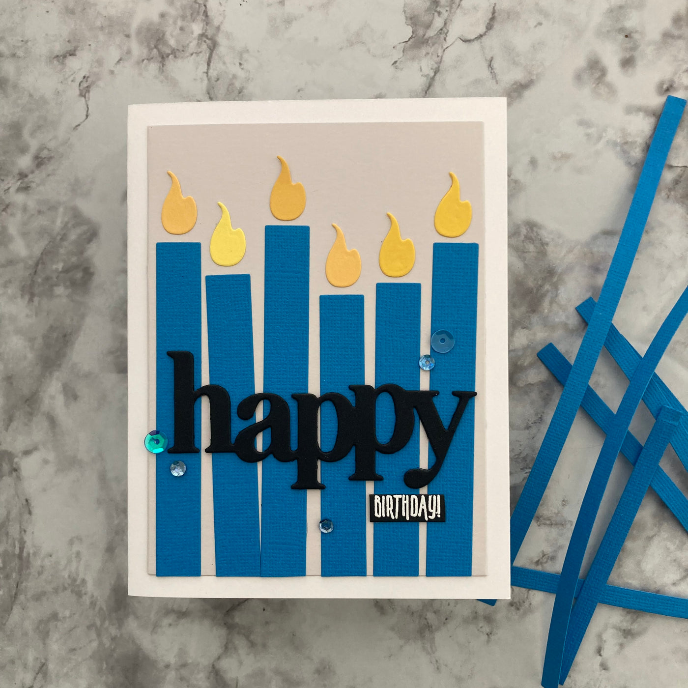 handmade card using cardstock strips - Encore Honolulu Blue