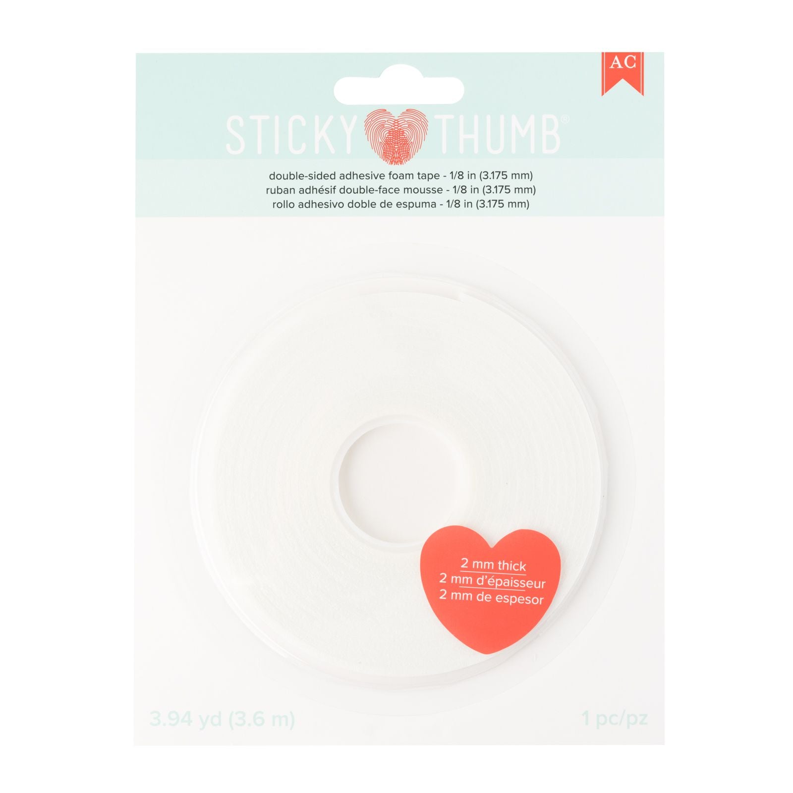 Quasimoon Double-Sided Foam Tape - 0.10" Thick X 1.25" Wide X 118" Long Heavy Duty Mounting Tape