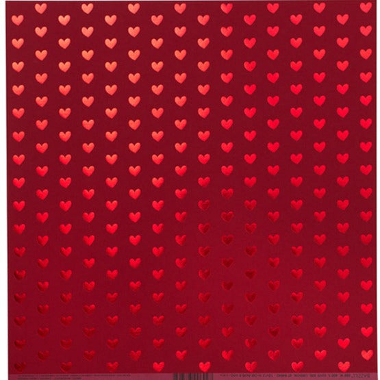 RED HOTS FOIL HEARTS 12x12 Cardstock Bazzill Trends The 12x12