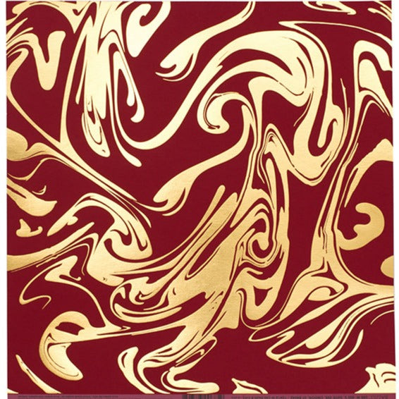 Gold marble swirl pattern on red hots, 100 lb, smooth cardstock. Premium, heavyweight paper from the Bazzill Trends line. Acid-free and archival quality.