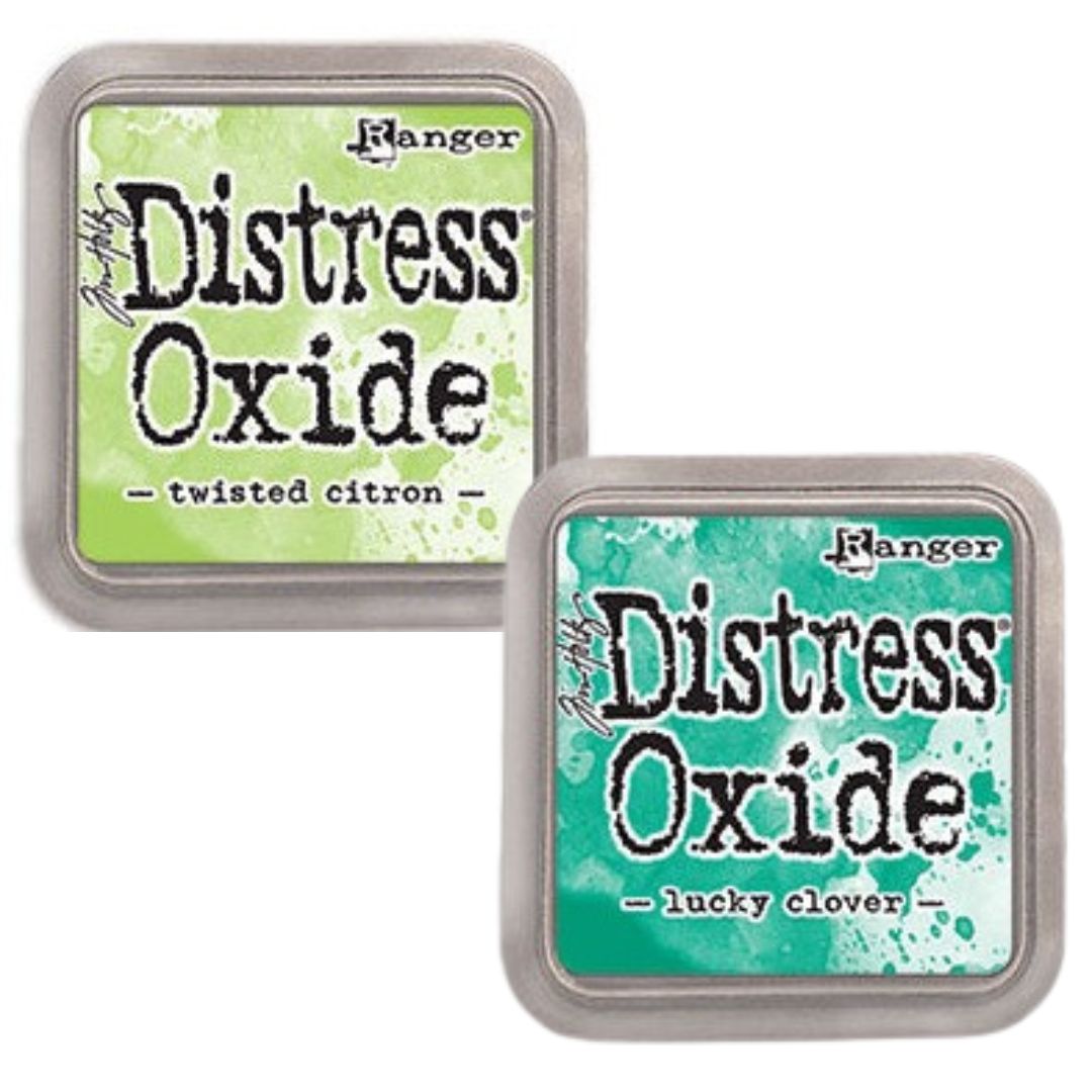 green Tim Holtz Distress Ink for paper flower leaves