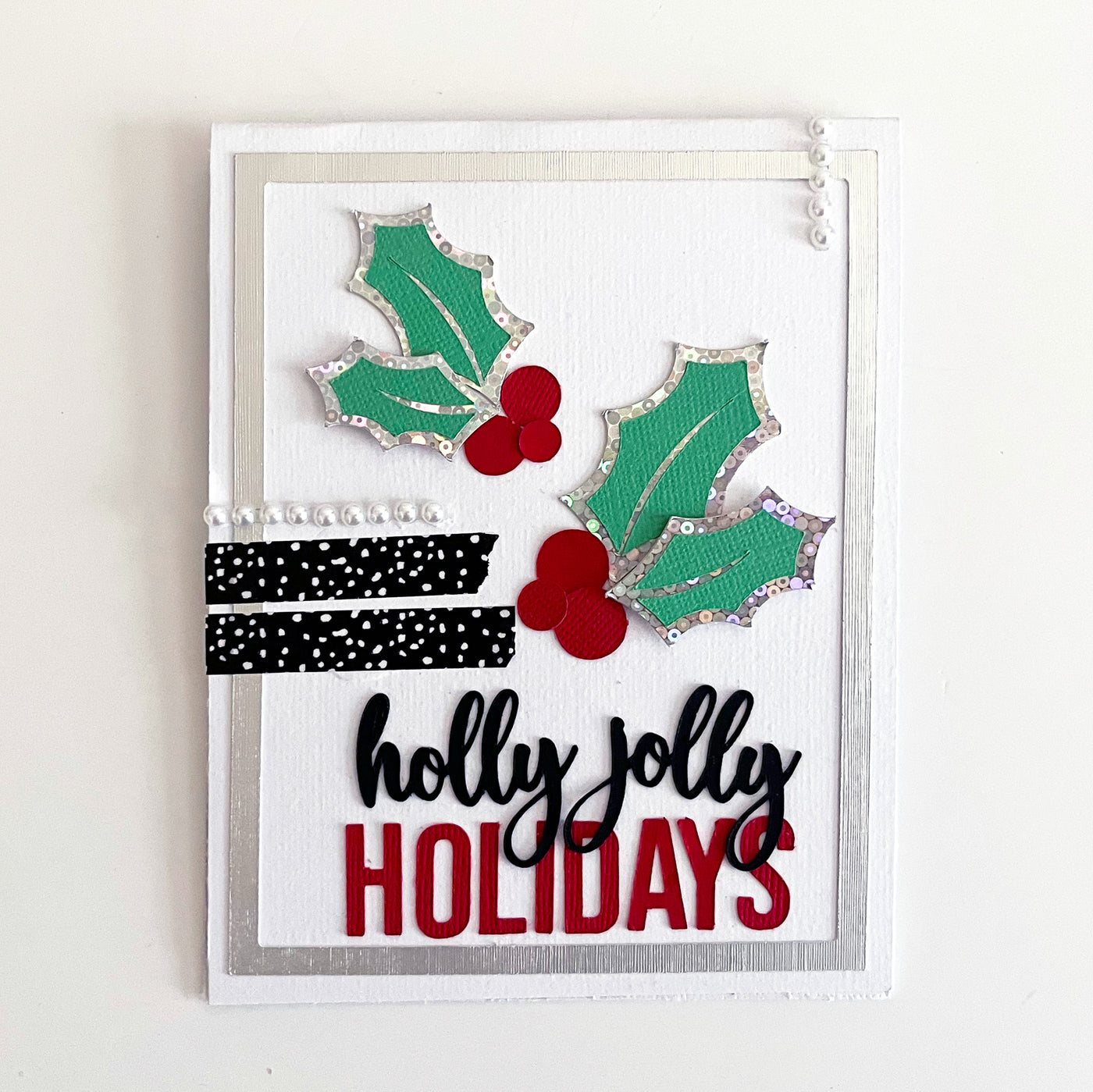 handmade Christmas card featuring encore holographic cardstock