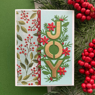 handmade Christmas card featuring gold brushed metal cardstock