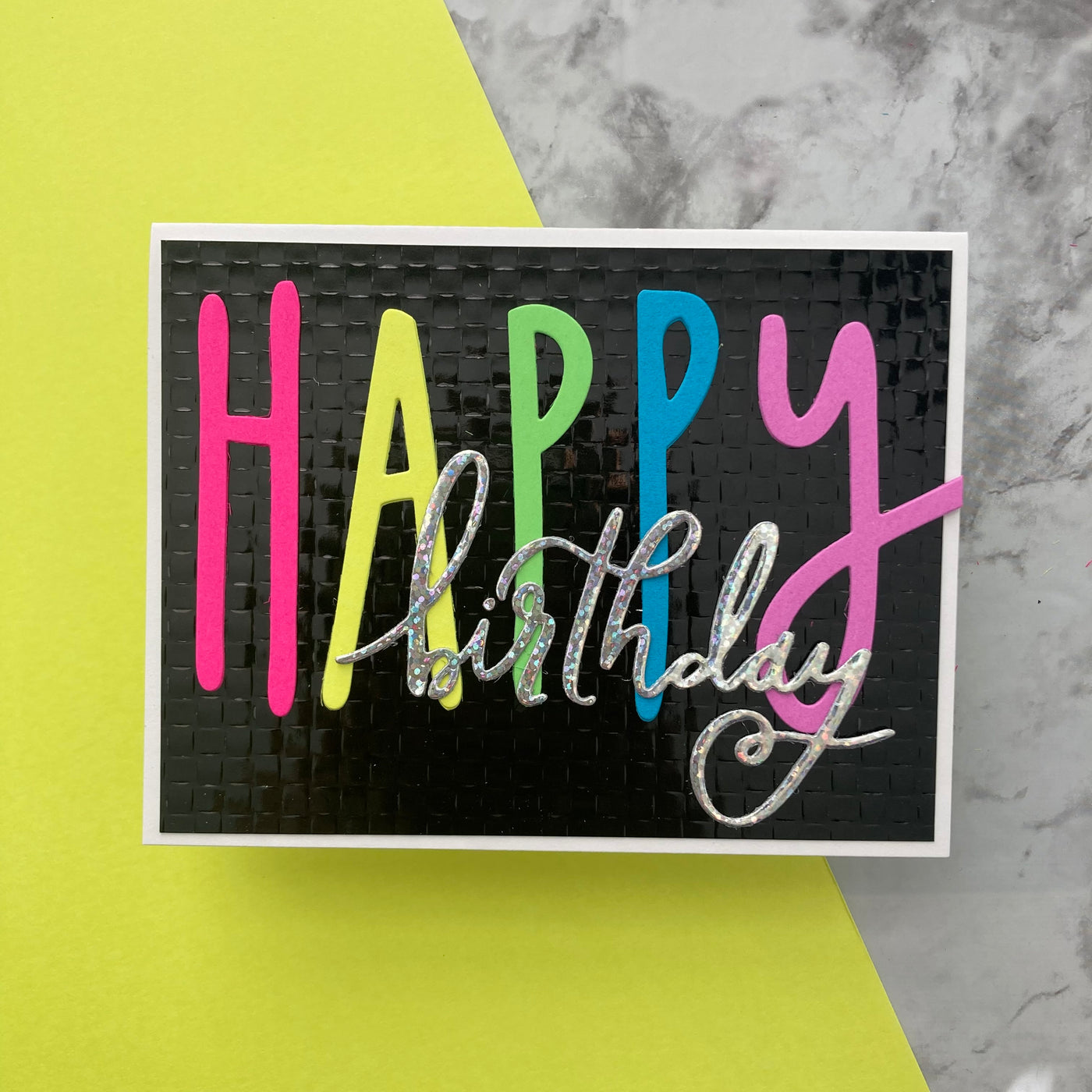 handmade card featuring bright yellow smooth cardstock by Bazzill - Lemon Sherbet Smoothies
