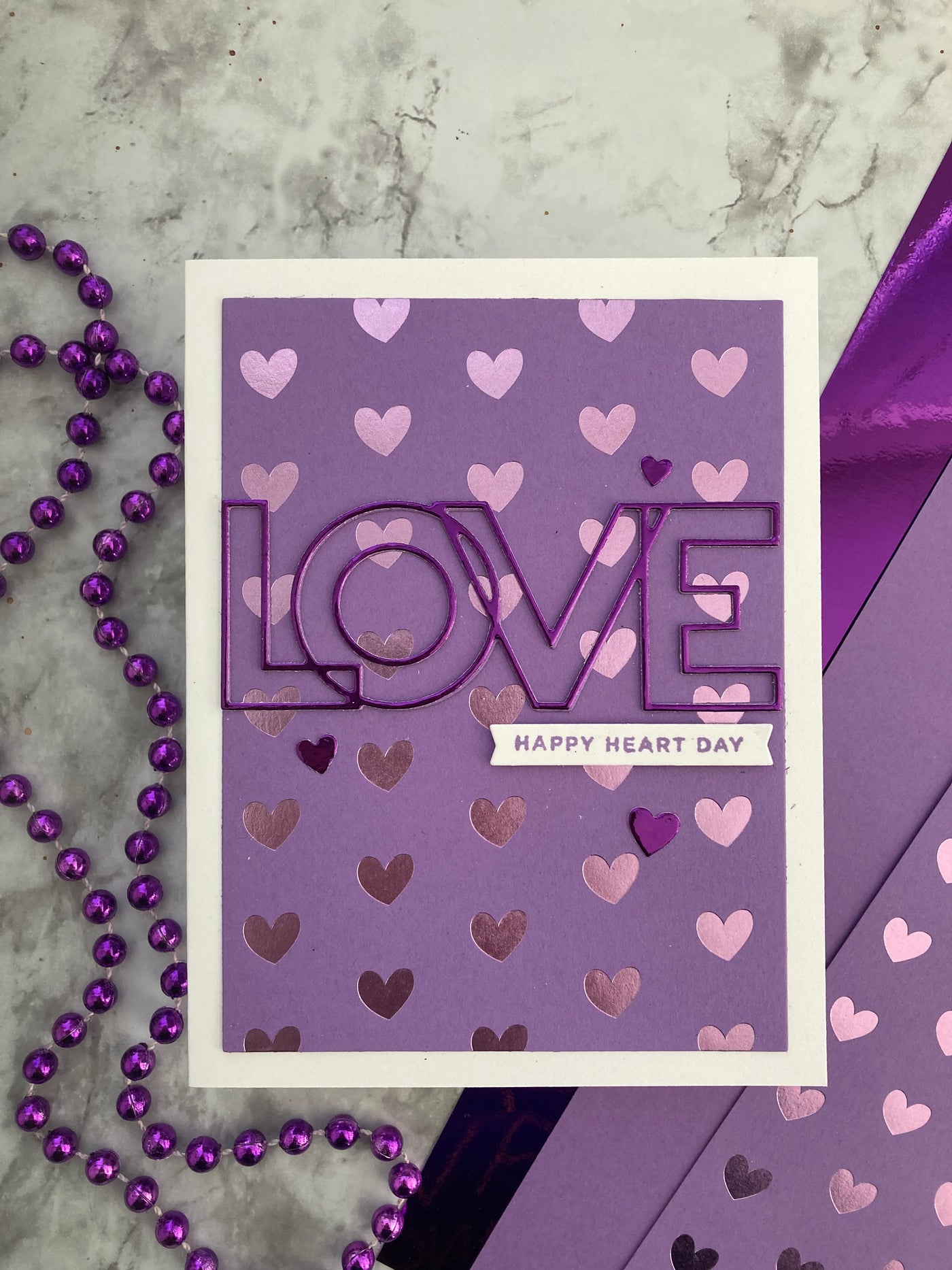 handmade valentine card featuring gummy bear foil hearts