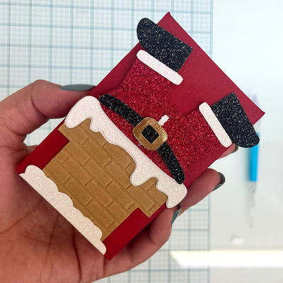 Kit Kat Santa Holder Gift Box with red glitter cardstock