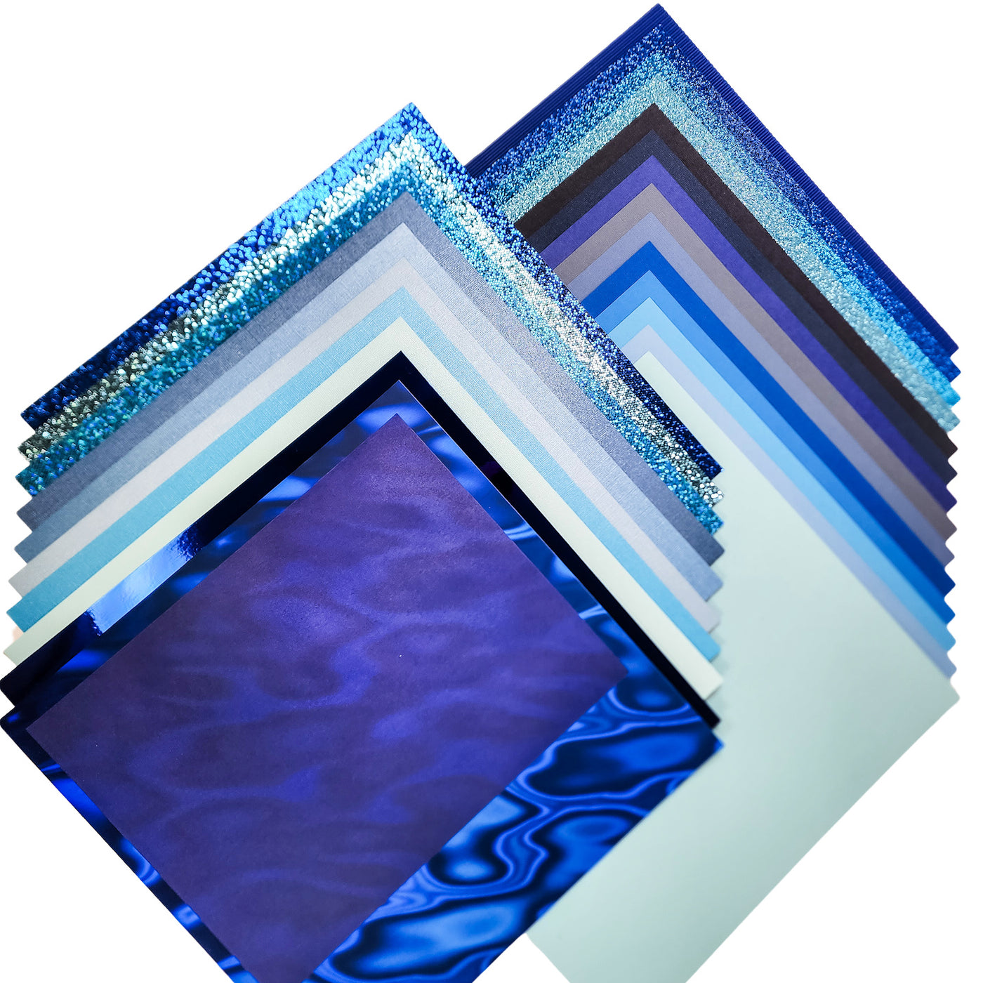 This variety pack includes 25 sheets of our most beautiful blue cardstock & specialty papers! Try textured cardstock, glitter cardstock, glimmer cardstock, mirror cardstock, and more. 