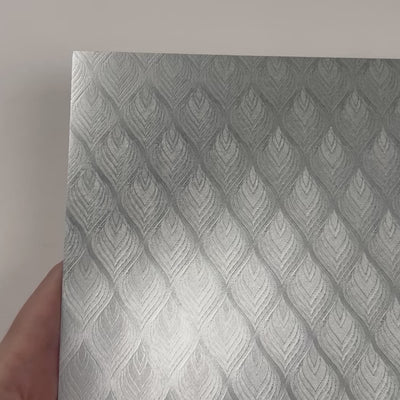 Flames silver foil cardstock - Silver foil cardstock with an embossed flames pattern - encore - 12x12 cardstock shop - silver foil