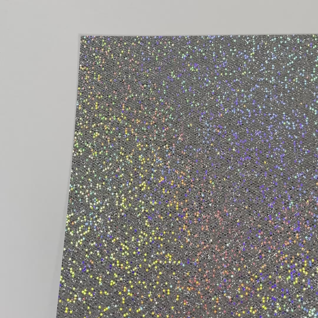 HOLOGRAM SILVER Sequin Glitter Cardstock - Silver Glitter Cardstock with holographic glitter flecks