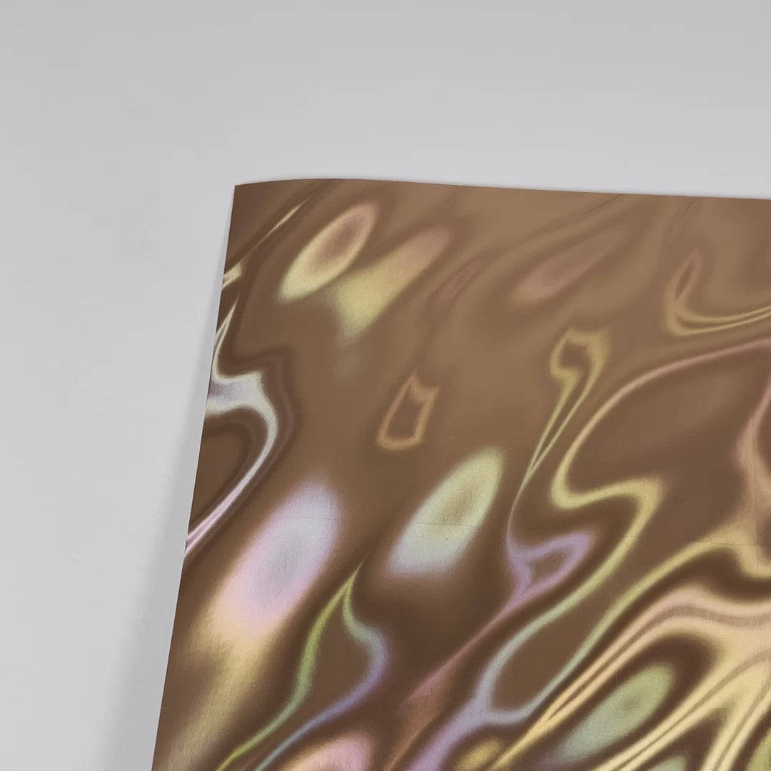 ROSE GOLD Holographic Cardstock with a flowing lava pattern