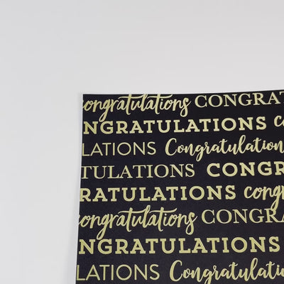 BLACK CONGRATULATIONS GOLD FOIL - 12x12 Cardstock - Carta Bella