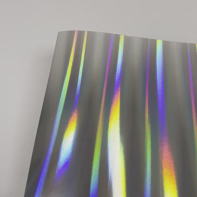 PILLARS OF LIGHT Silver Holographic Cardstock with lines of hologram