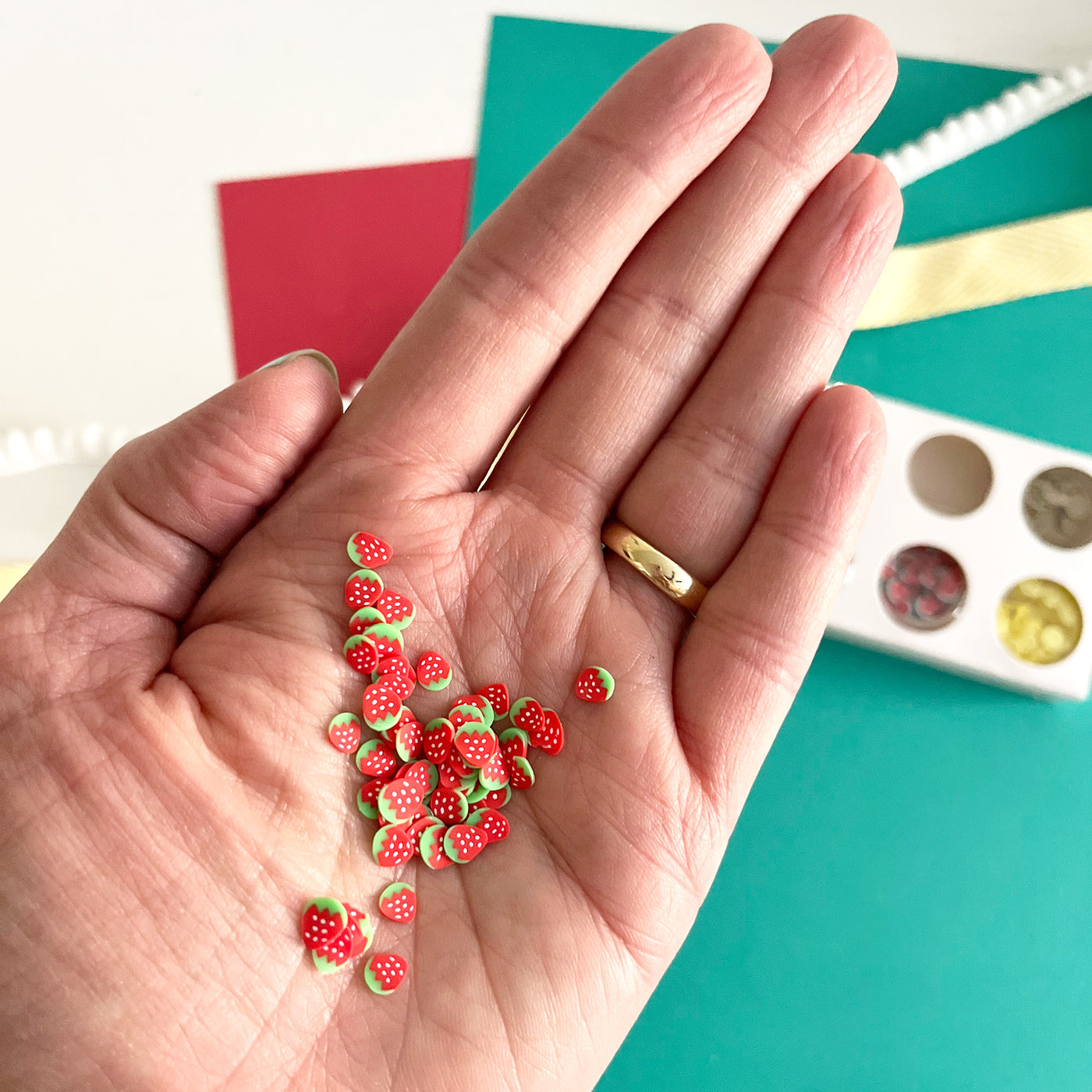 Food themed shaker bits for handmade card embellishments