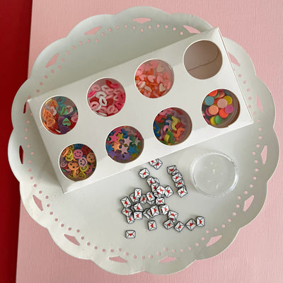 love themed shaker bits for Valentine's Day - party themeed shaker bits for birthday