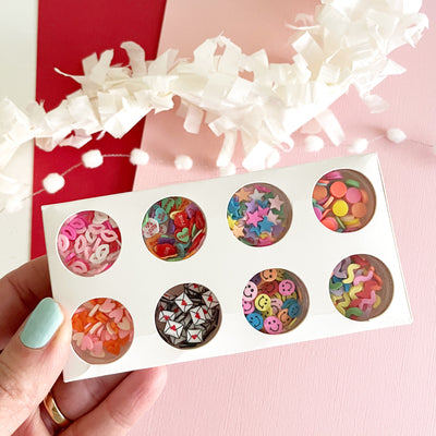 love themed shaker bits for Valentine's Day - party themeed shaker bits for birthday