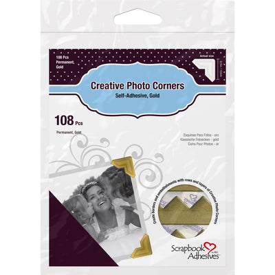Gold, classic Style Paper Photo Corners. Classic style paper corners in an easy-to-use self-adhesive version.