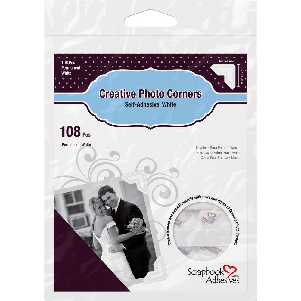 White classic Style Paper Photo Corners. Classic style paper corners in an easy-to-use self-adhesive version.