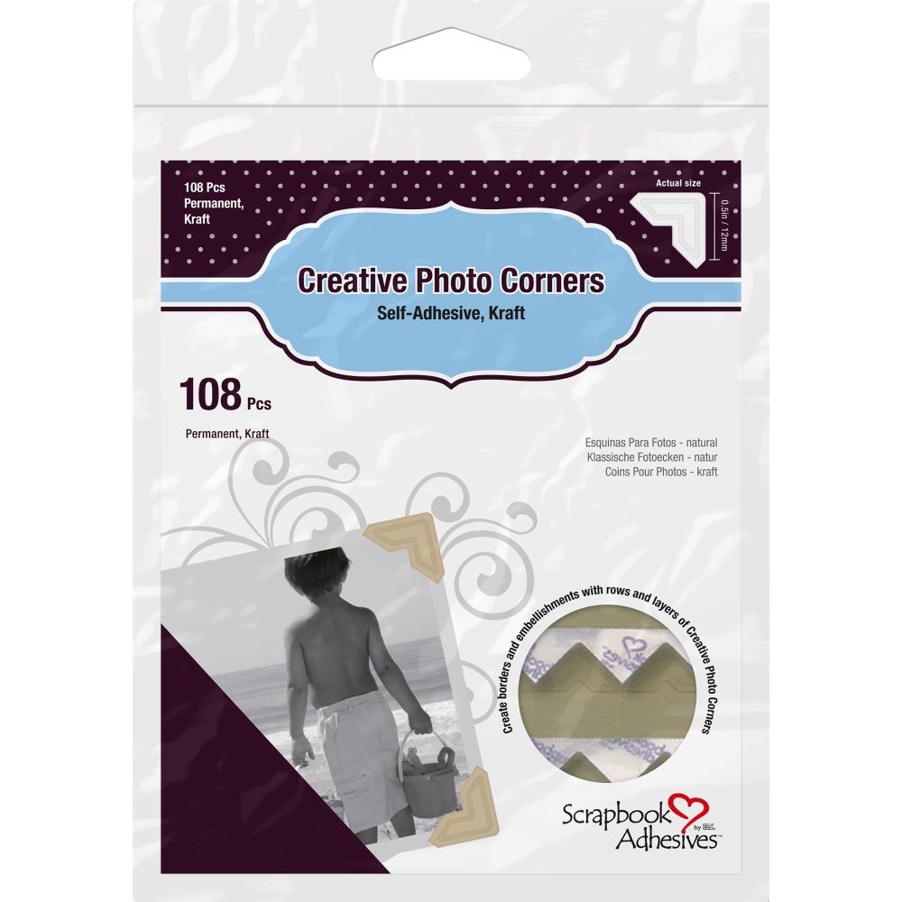 Kraft, classic Style Paper Photo Corners. Classic style paper corners in an easy-to-use self-adhesive version.