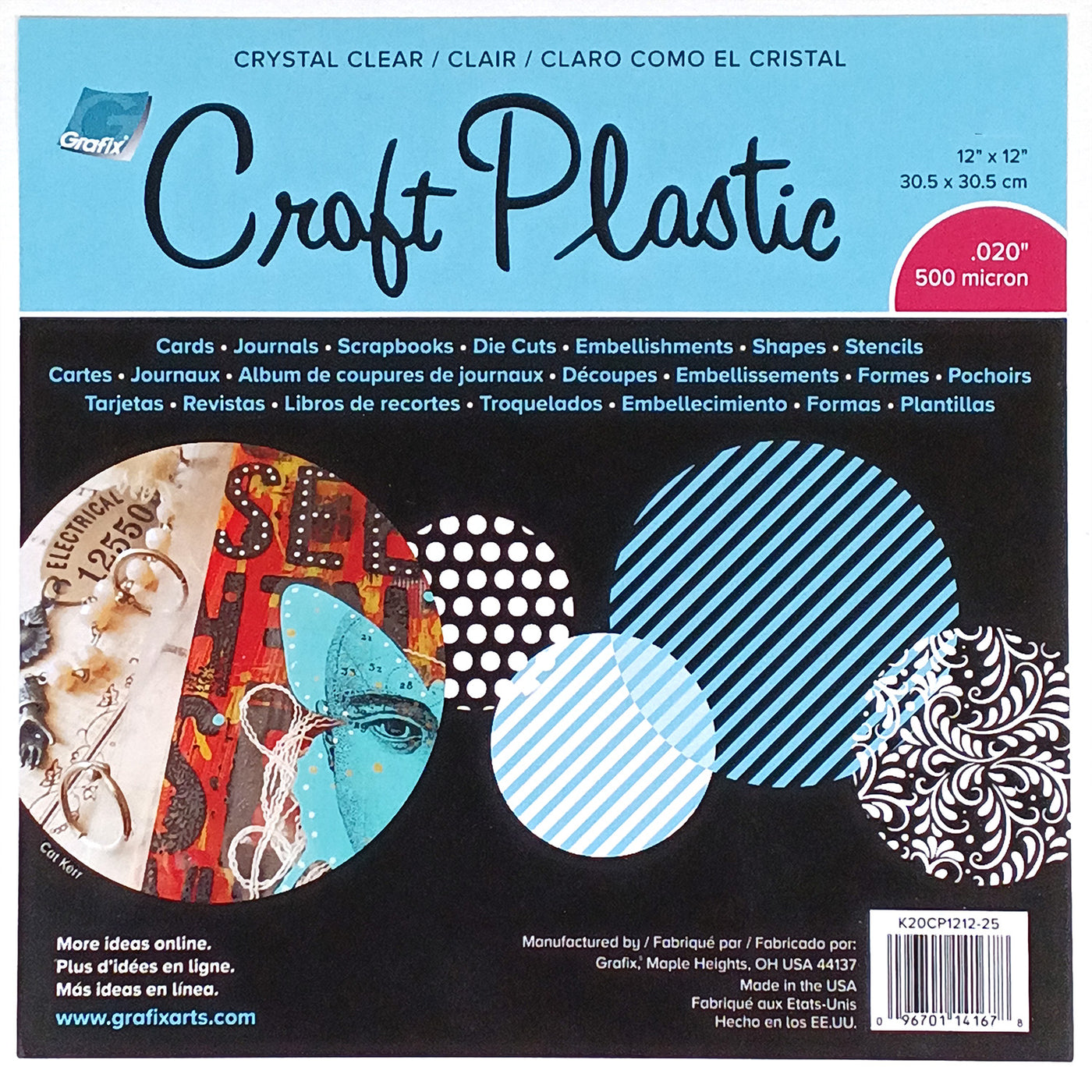 CRAFT PLASTIC - Crystal Clear 12x12 Sheets - Grafix