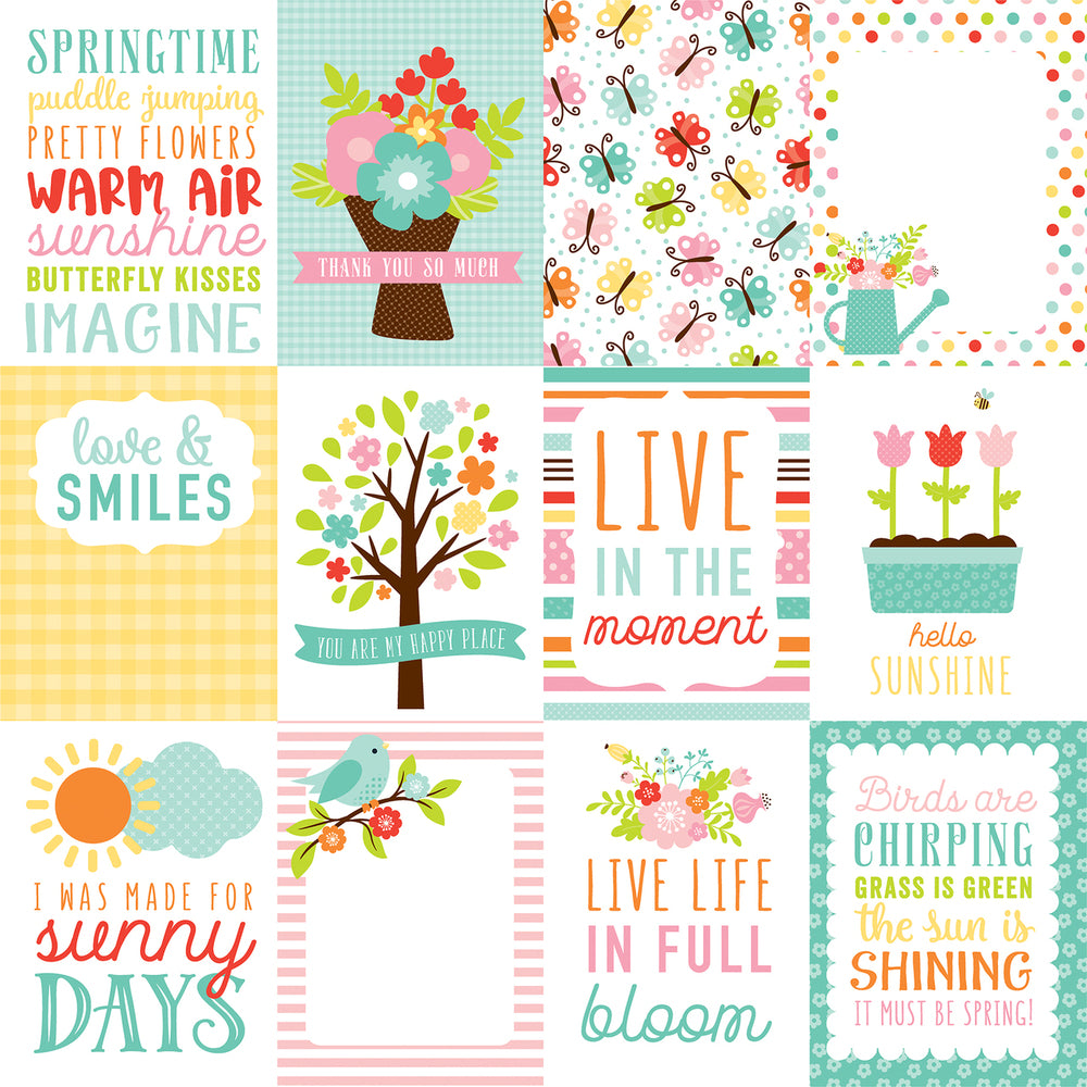 12x12 cardstock sheet with 12 journaling cards with spring messaging - from Echo Park Paper Co.