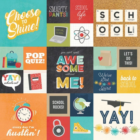 SCHOOL LIFE 2X2/4X4 ELEMENTS - 12x12 Double-Sided Patterned Paper - Simple Stories