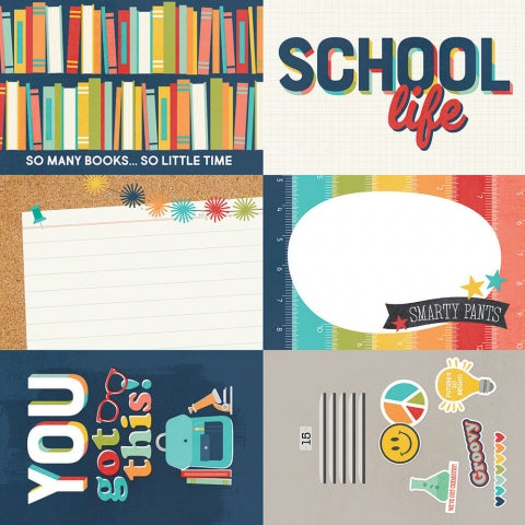 Side A - brightly colored journaling cards with a school theme