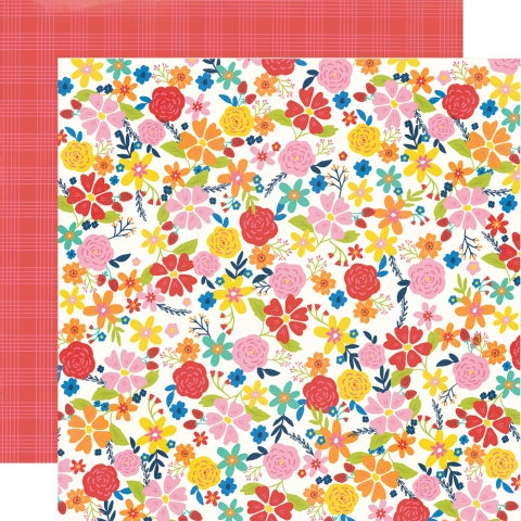 Multi-Colored (Side A - bright summer floral on a white background, Side B - pink pinstripe plaid on a red background)