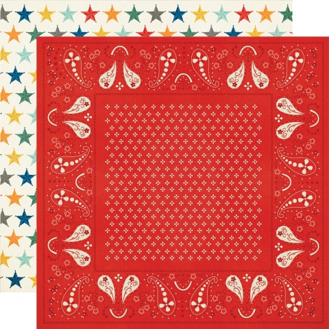 Multi-Colored (Side A - red cowboy bandana, Side B - is filled with sheriffs stars in a rainbow of colors on an off-white background)