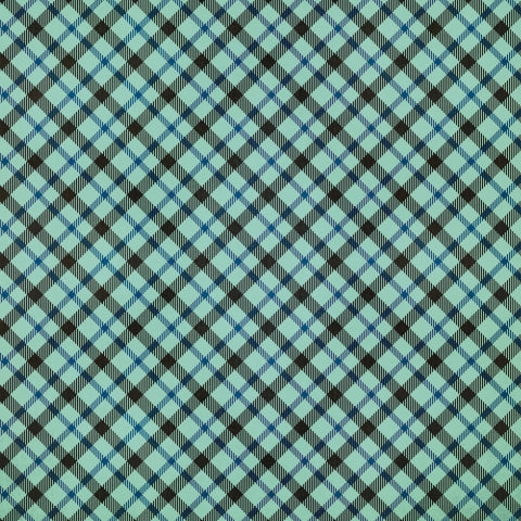 Side A - turquoise blue and green plaid