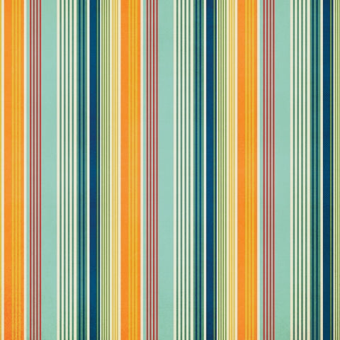 Side B - a stripe pattern in blues, yellows, greens, and a little bit of red