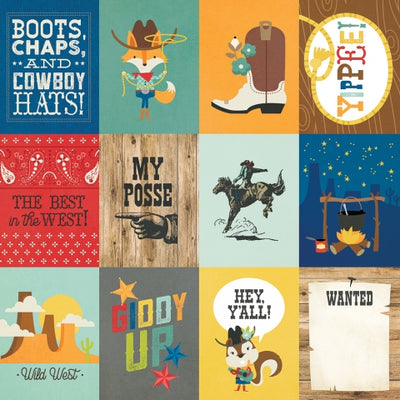Side A - brightly colored journaling cards with a western theme