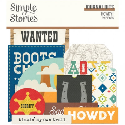 Howdy! Journal Bits Die Cut Cardstock Pack. Pack includes 39 different die-cut shapes ready to embellish any project. 