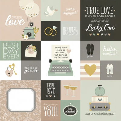 HAPPILY EVER AFTER 2X2/4X4 ELEMENTS - 12x12 Double-Sided Patterned Paper - Simple Stories